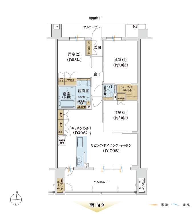 Ctype 3LDK+WIC 75.28㎡