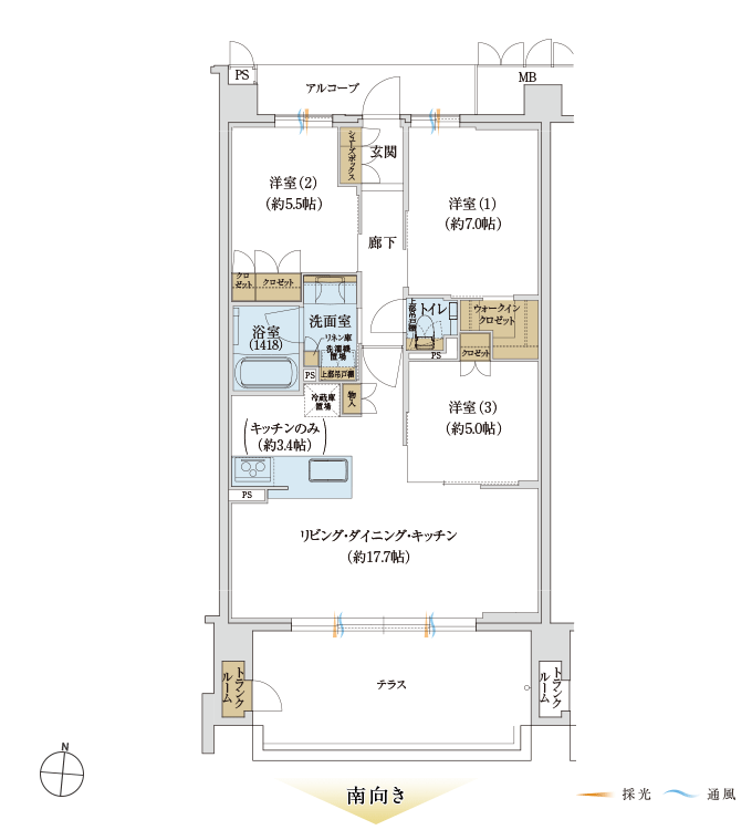 D1type 3LDK+WIC 75.28㎡