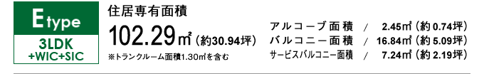 Etype 3LDK+WIC+SIC 102.29㎡
