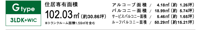 Gtype 3LDK+WIC 102.03㎡